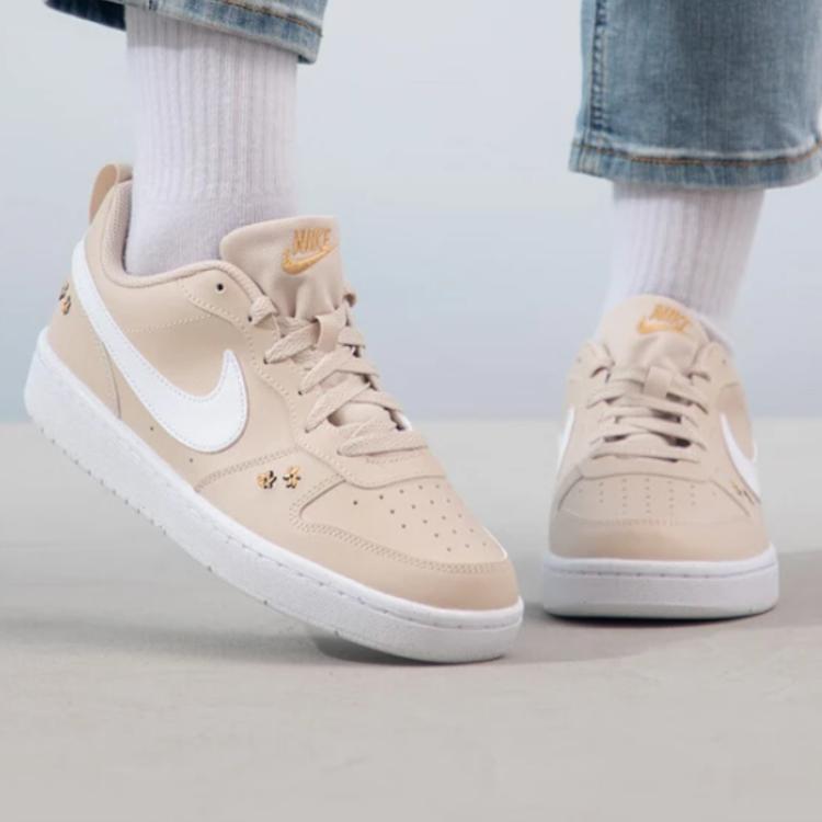 Nike Court Borough Low Recraft SE GS Embroidered Floral Kids Sneakers Tan Sanddrift Twine FZ3136-100