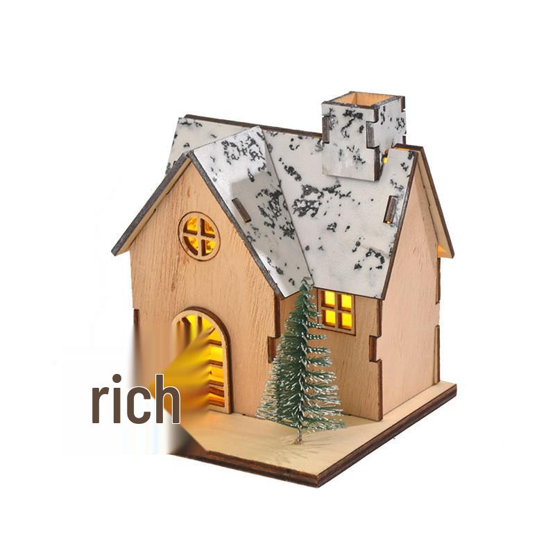 Nordic Style Light-Up Wooden Christmas Tabletop House Ornaments