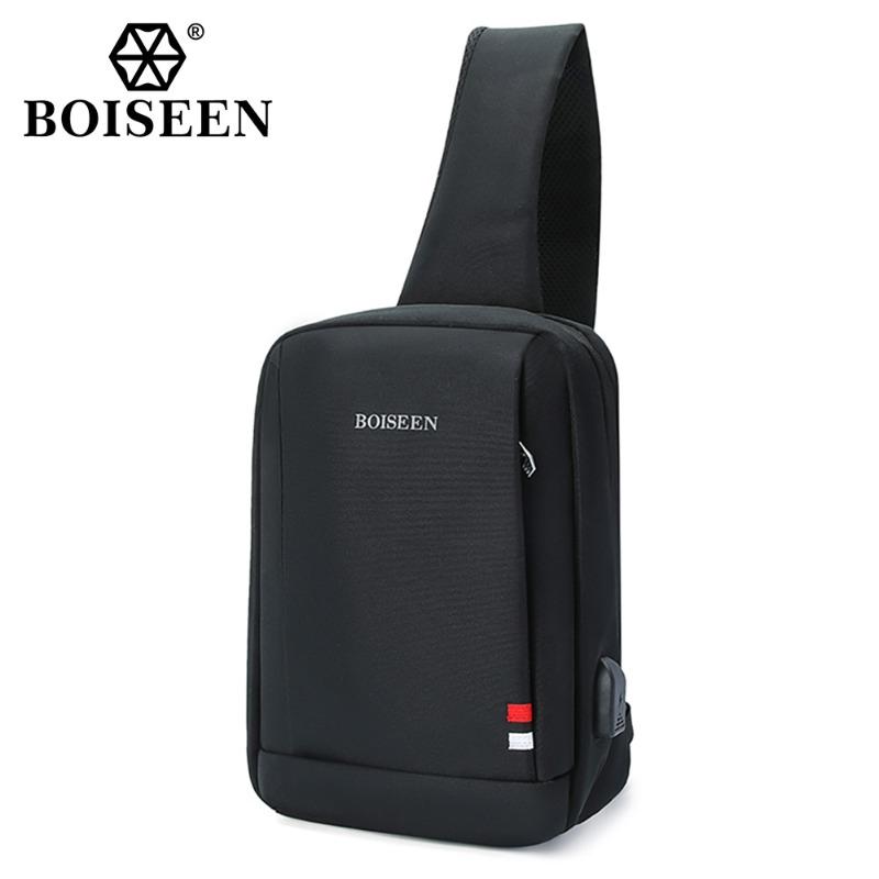New men's breast bag business USB bag large capacity shoulder messenger bag casual outdoor men's bag