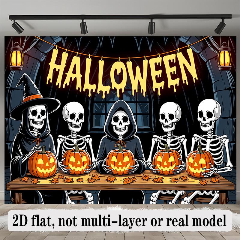 Party Backdrop Halloween Flat Banners Skeletons Pumpkin Celebrations Wedding Enthusiasts Celebration Photo Booth Front Door Decor