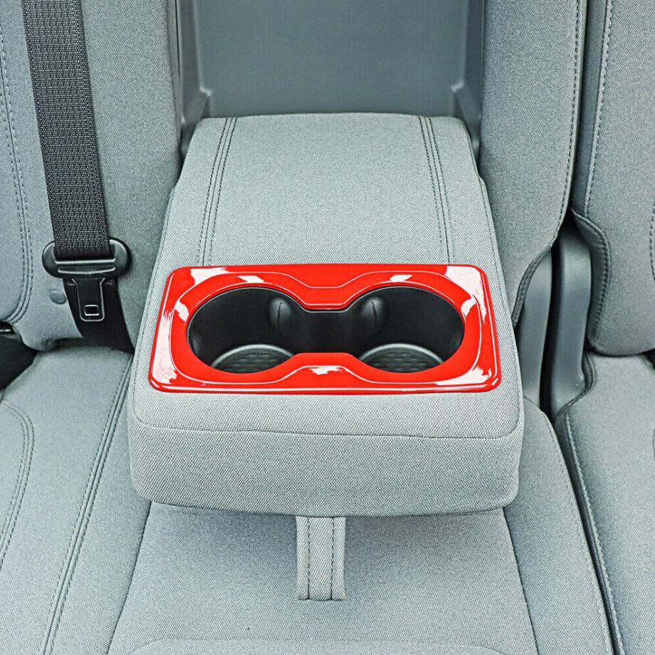 For 19-24 Dodge RAM 1500 Red Inner Rear Armrest Box Cup Holder Panel Cover Trim