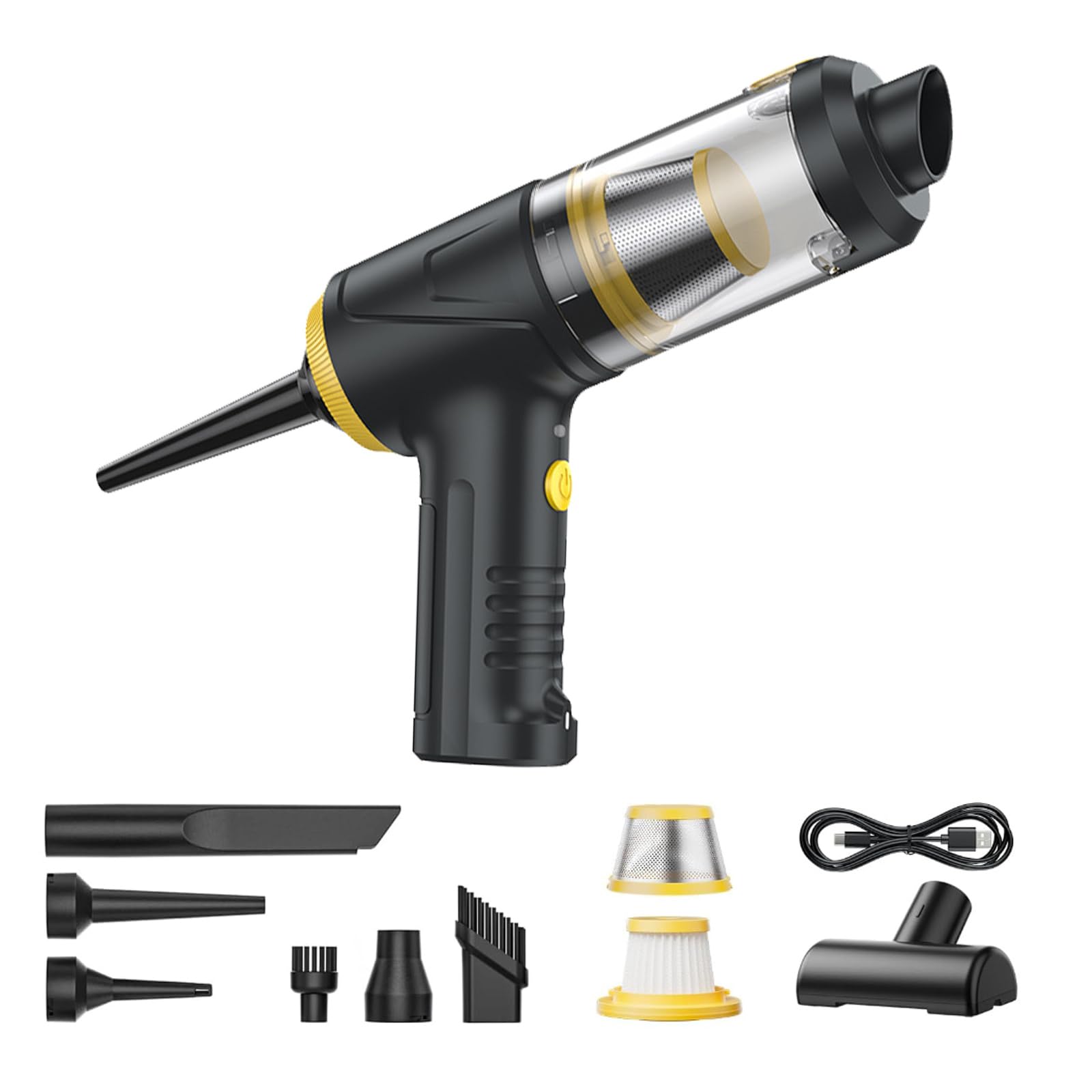 

Cordless Handheld Vacuum 12000Pa Enhanced Suction Two Suction Air Car Vacuum Handy Fast Mini Vacuum Cleaner with LED Ideal for Car Dust and Keyboard