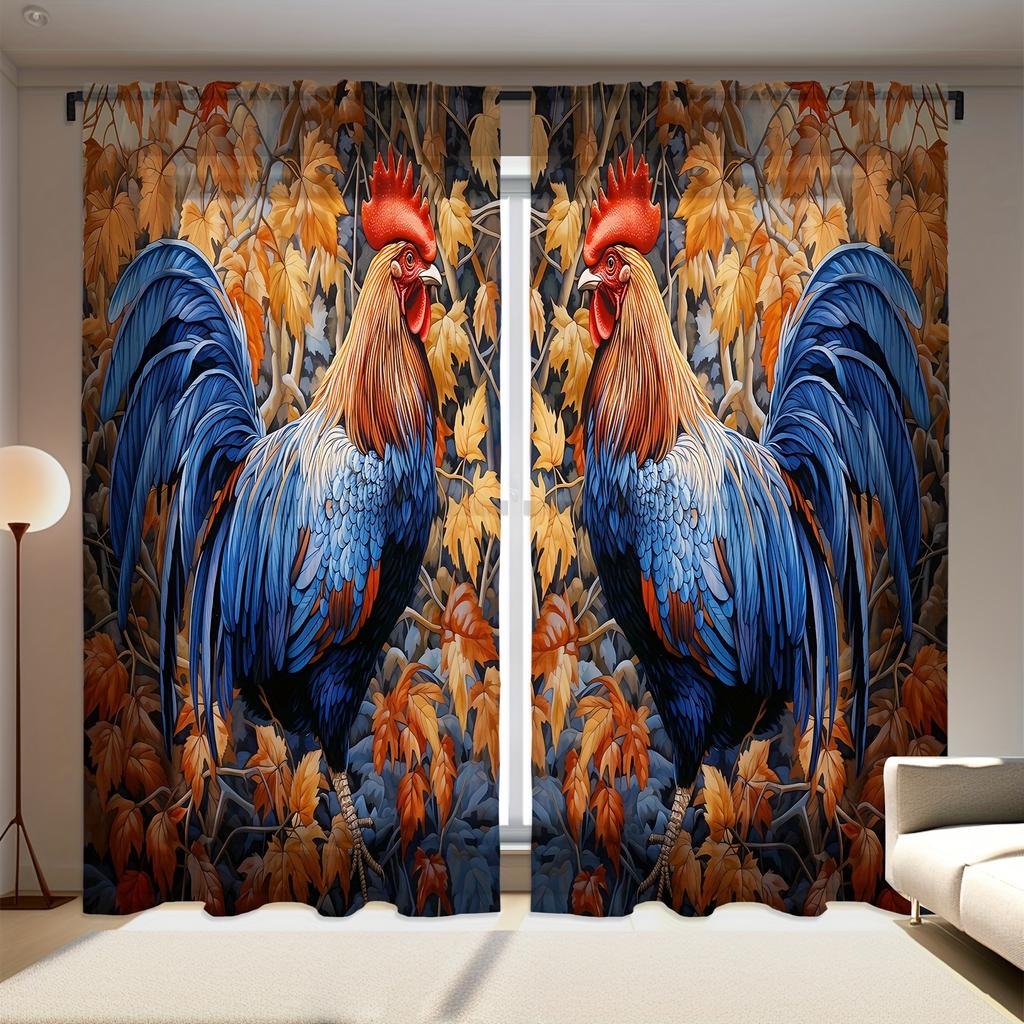 2 szt. Farma Słodki Pies Kot Mały Kogut Kura Nadruk Zasłona Drukowana Cyfrowo Poliestrowa Zasłona do Salonu Kuchni Sypialni Jadalni