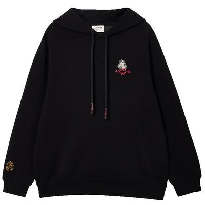 Men's Year of Horse Embroidered Loose Fit Drawstring Hoodie