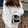 New Korean Style Autumn and Winter Fashion Chain Lamb Fur Crossbody Bag for Women Ins One-shoulder Semi-round Saddle Bag