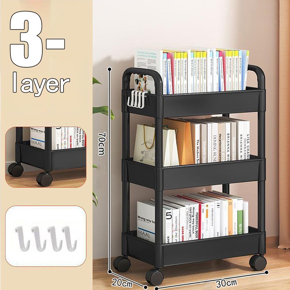 Space Efficient Storage Rack Wiht Wheels Rolling Plastic Storage Cart Mobile Storage Rack  Kitchen
