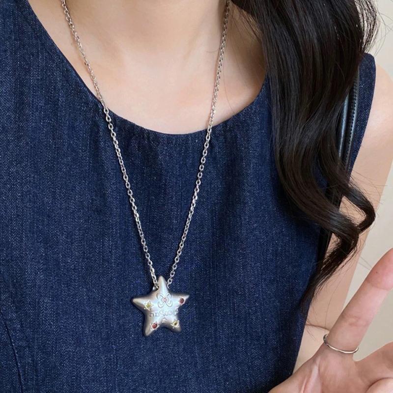 Star Pendant Necklace For Women Y2K Hip Hop Cool Girls Chains Choker Korean Jewelry