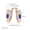Luxury Blue Stone Earrings  Rose Gold Color Mixed White Gold Natural Zircon Drop Earrings For Women Trendy Jewelry