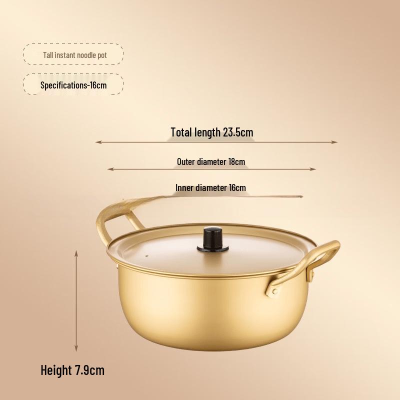 LISM 16CM Korean Style Yellow Aluminum Instant Noodle Pot