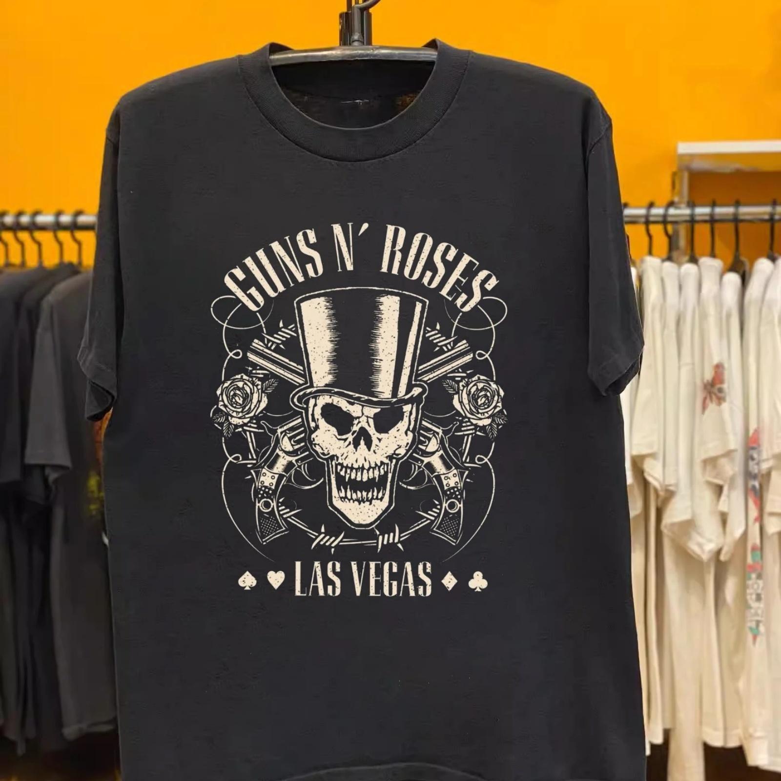 2025 CUNSN N  ROSES Хэви-метал Рок-группа Ins Модные Короткие Футболки Винтажный Ретро Стиль Высококачественный Люксовый Бренд Ins S