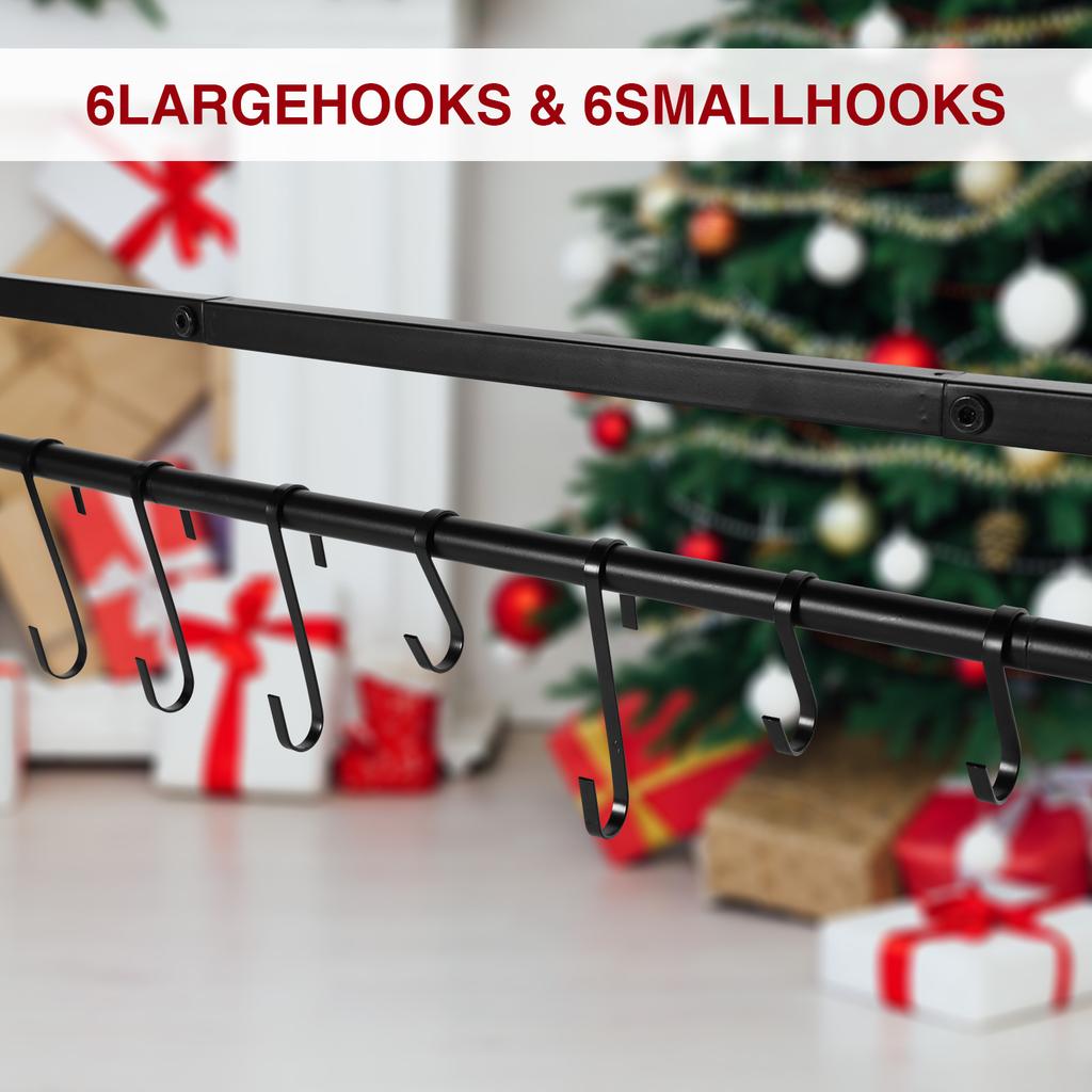 Christmas Metal Decor Hanger with 12 Stocking Hooks Holiday Stocking Hangers Floor-Standing Display Stand for Home Party Decor