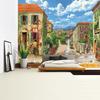 Balcony City Castle Hill Green Plant Landscape Printing Tapestry  Cheap Hippie Wall Hanging Bohemian Wall Tapestries