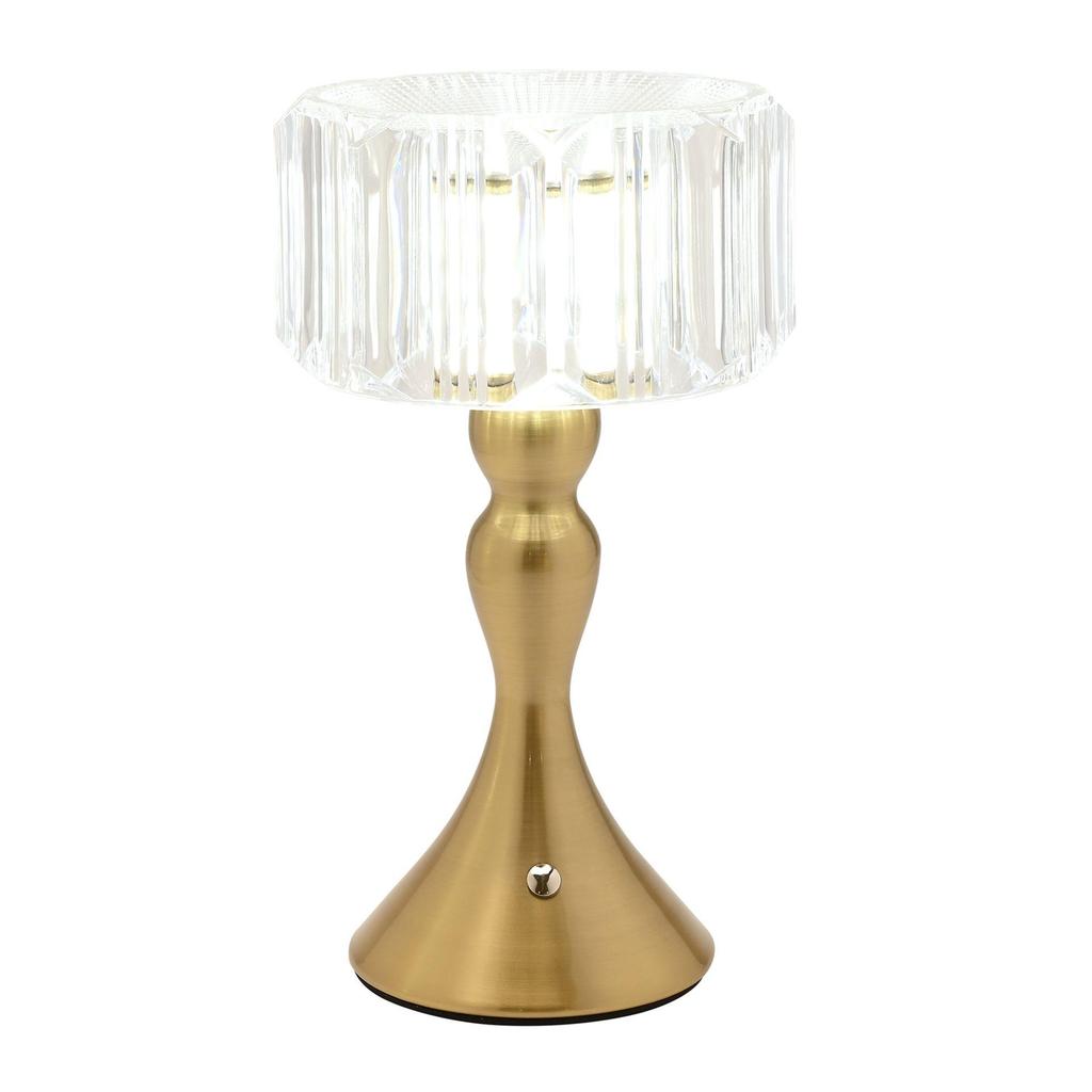 Hestia Crystal Effect USB Touch Table Lamp with Curved Bronze Base