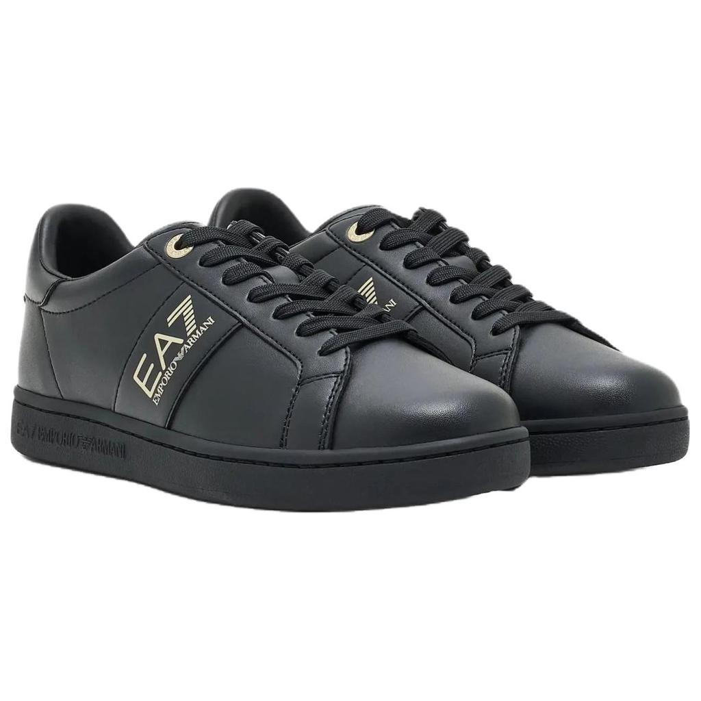 Emporio Armani EA7 Leather Round Toe Lace-Up Low-Top Sneakers Unisex sneakers Black 7X000332AF10848MZ177