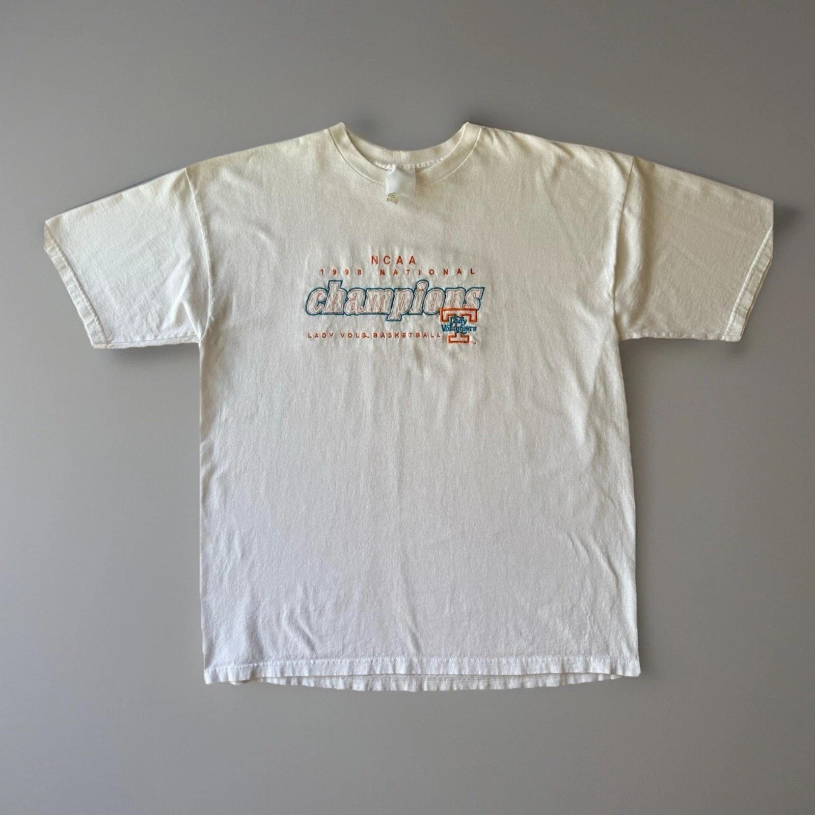 Vintage Tennessee Volunteers National Champions Shirt XL White 90s Basketball M