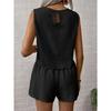 Completo da Donna a Maniche Corte e Pantaloncini Monocolore - Casual, Bottoni, Girocollo, Tutte le Stagioni, Abbigliamento Casual|Slee… Altro