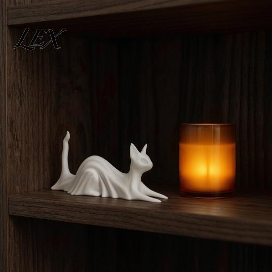 Cute Ghost Cat Figurine 3D Printed Desk Buddy, Halloween Kitty for Unique Holiday Gift Lovers Office Shelf, Spooky Kitten Ornament, Home Decor