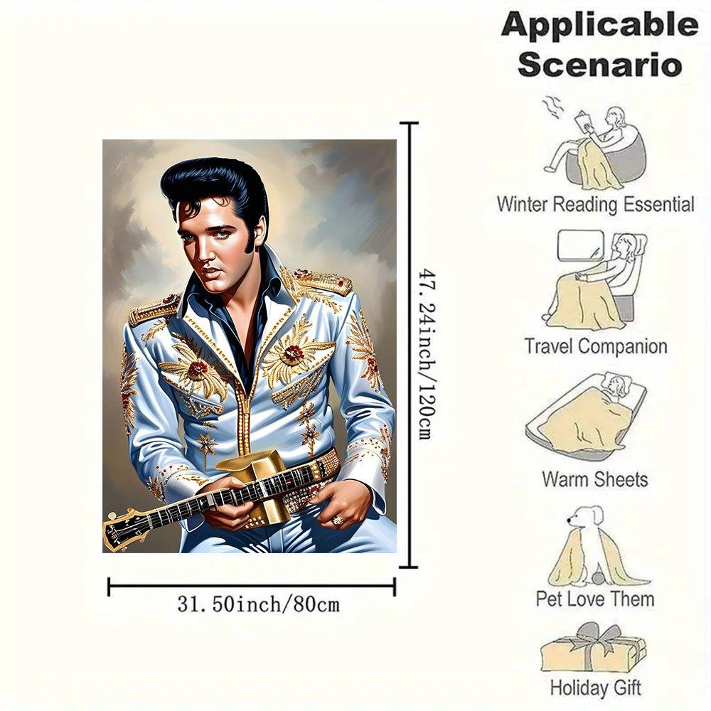 "Elvis Presley Inspired Golden Guitar Costume Jacket"Blanket Flannel Throw Blanket for Sofa, Bed, Travel, Camping, Office, Couch, Chair, And