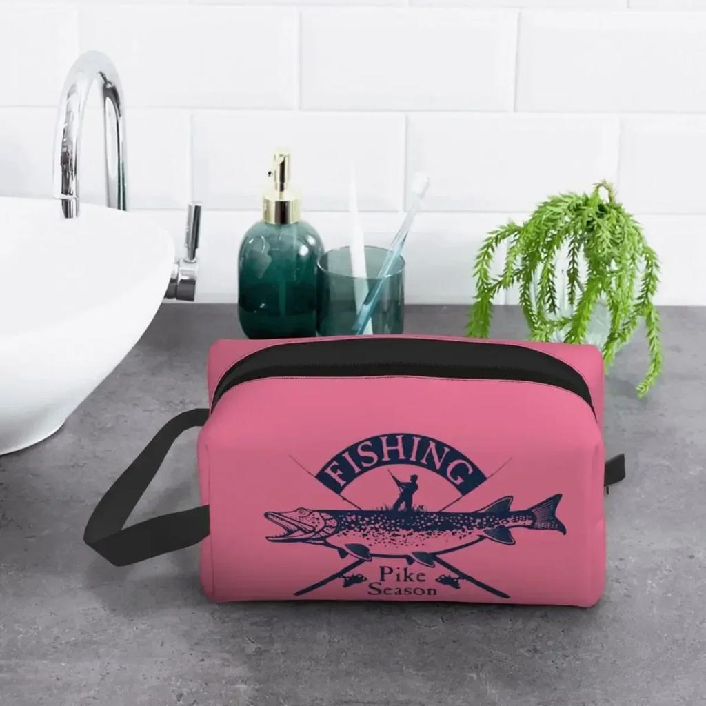 Fishing Travel Toiletry Bag Women Fisherman Cosmetic Organizer Beauty Storage Dopp Kit