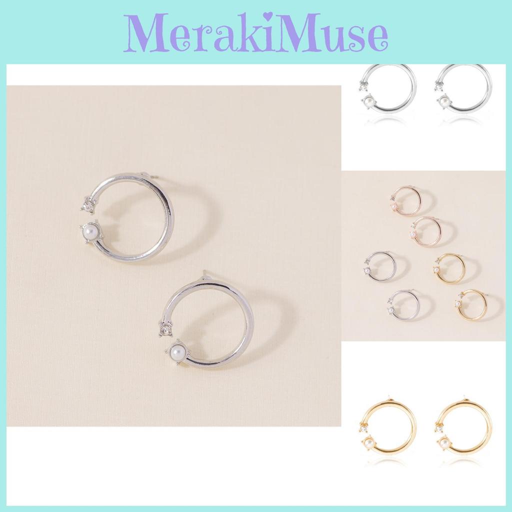 Pearl Classy Round Stud Earrings Alloy Material Trendy Jewelry