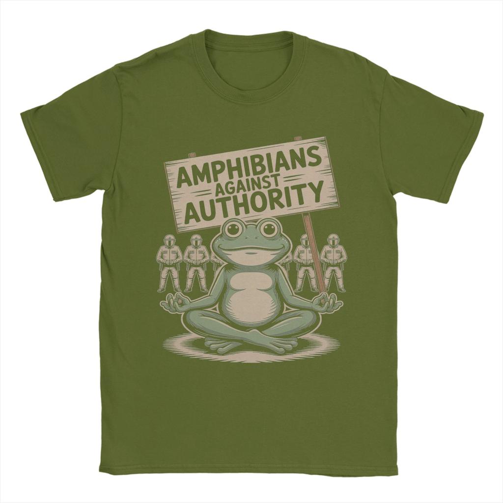 Summer Amphibians Against Authority Hip Hop T Shirts Pure Cotton Tshirt for Man Y2K Fun Loose Short Sleeve Tops