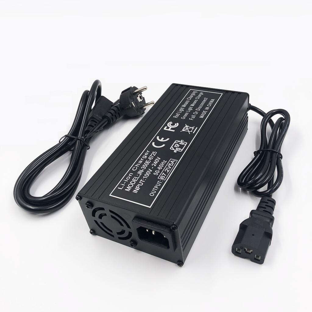 60V Fast Charger 67.2V/5A Charger For 16S 60V Electric Bike Lithium Battery Charger IEC/PC Connector Strong Heat Dissipation