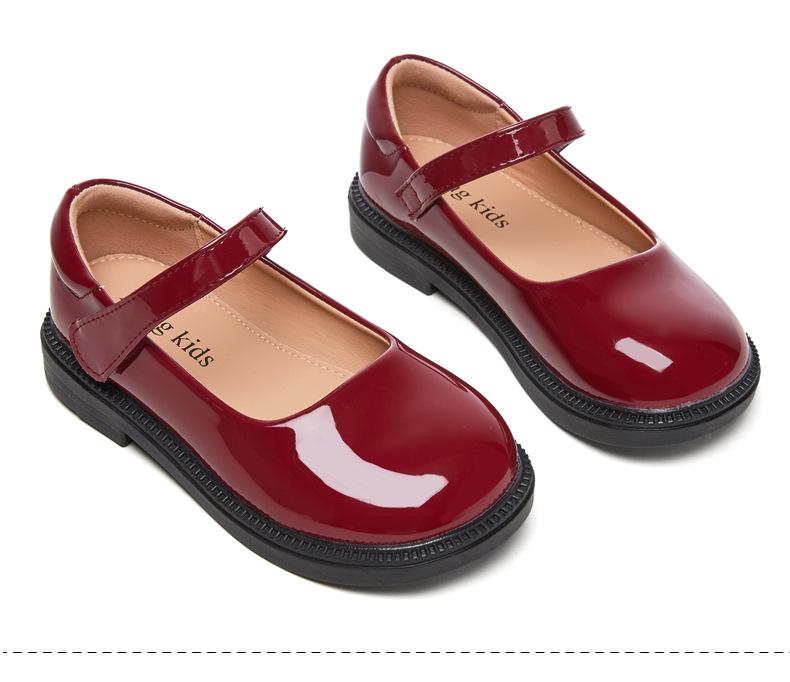 Sofort lieferbar Kinder Prinzessin Lederschuhe - Frühling/Herbst 2025, Schwarze Grundschul Auftrittsschuhe, Weiches Leder und Sohle.