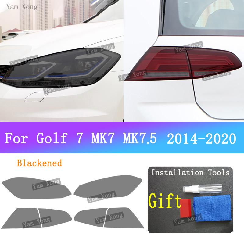 For Volkswagen VW Golf 7 MK7 7.5 -2014 Car Headlight Tail Black Anti-Scratch Film Headlight Transparent Tail Protective Film