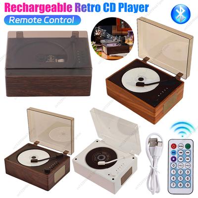 Vintage CD Player Bluetooth 5.0 Speaker Rechargeable 2000mAh 10M Remote Control Supports CD/USB/AUX Home Stereo Music Player