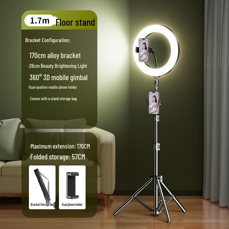 2024 Mobile Phone Live Streaming Stand with Fill Light for Douyin & Selfie Beauty - Complete Desktop Shooting Support Set
