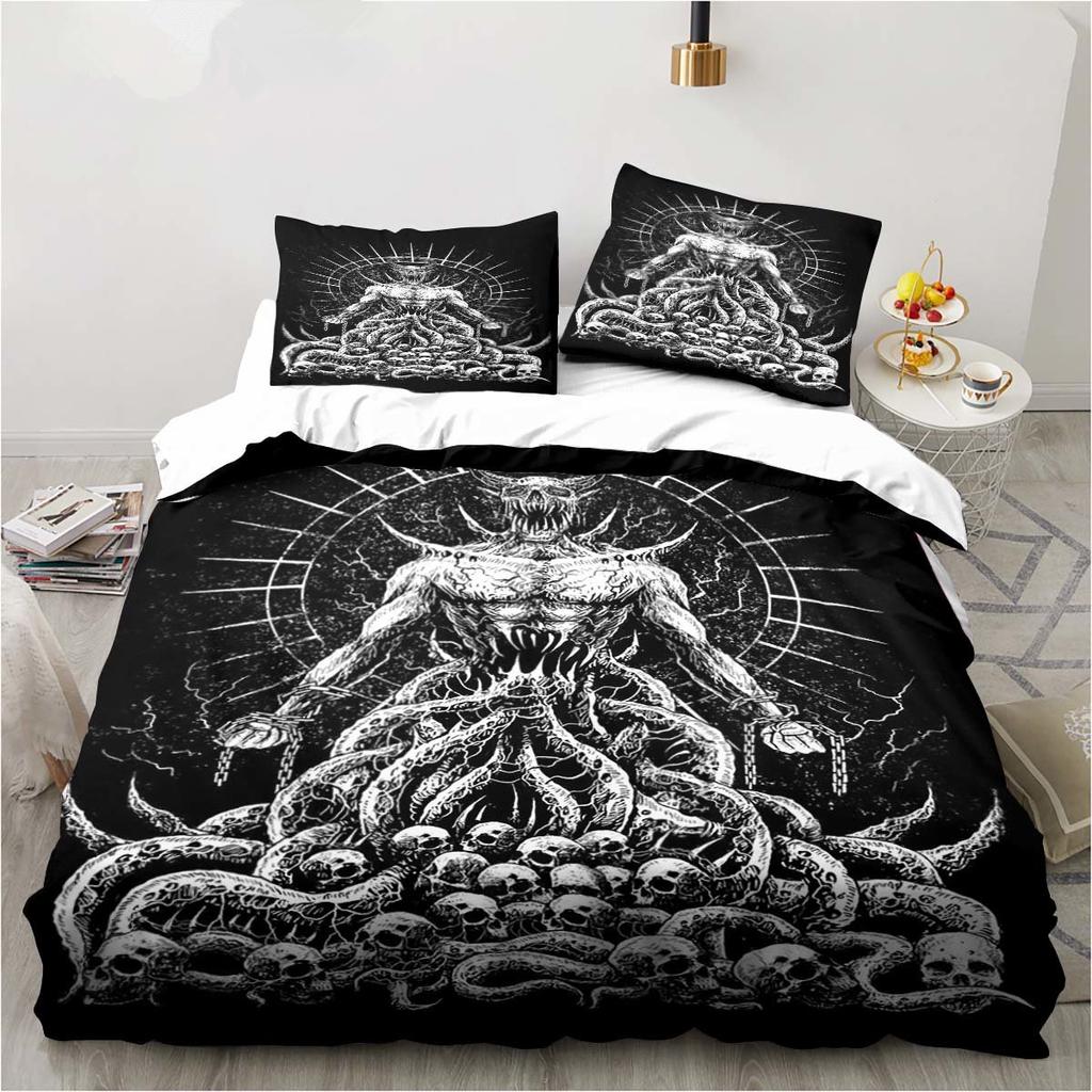 Baphomet Satan Demon Evil Duvet Cover Set Horror Evil Monster Bedding Set Full King Size Comforter Cover Christmas Navidad Gift