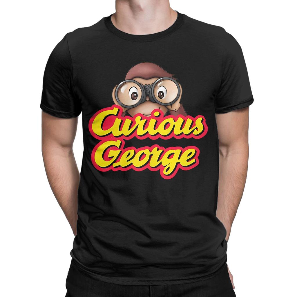 Męskie Damskie Urocze Małpka George Koszulki Bawełniane Topy Nowość Krótki Rękaw Okrągły Dekolt T-shirty 4XL 5XL Koszulka