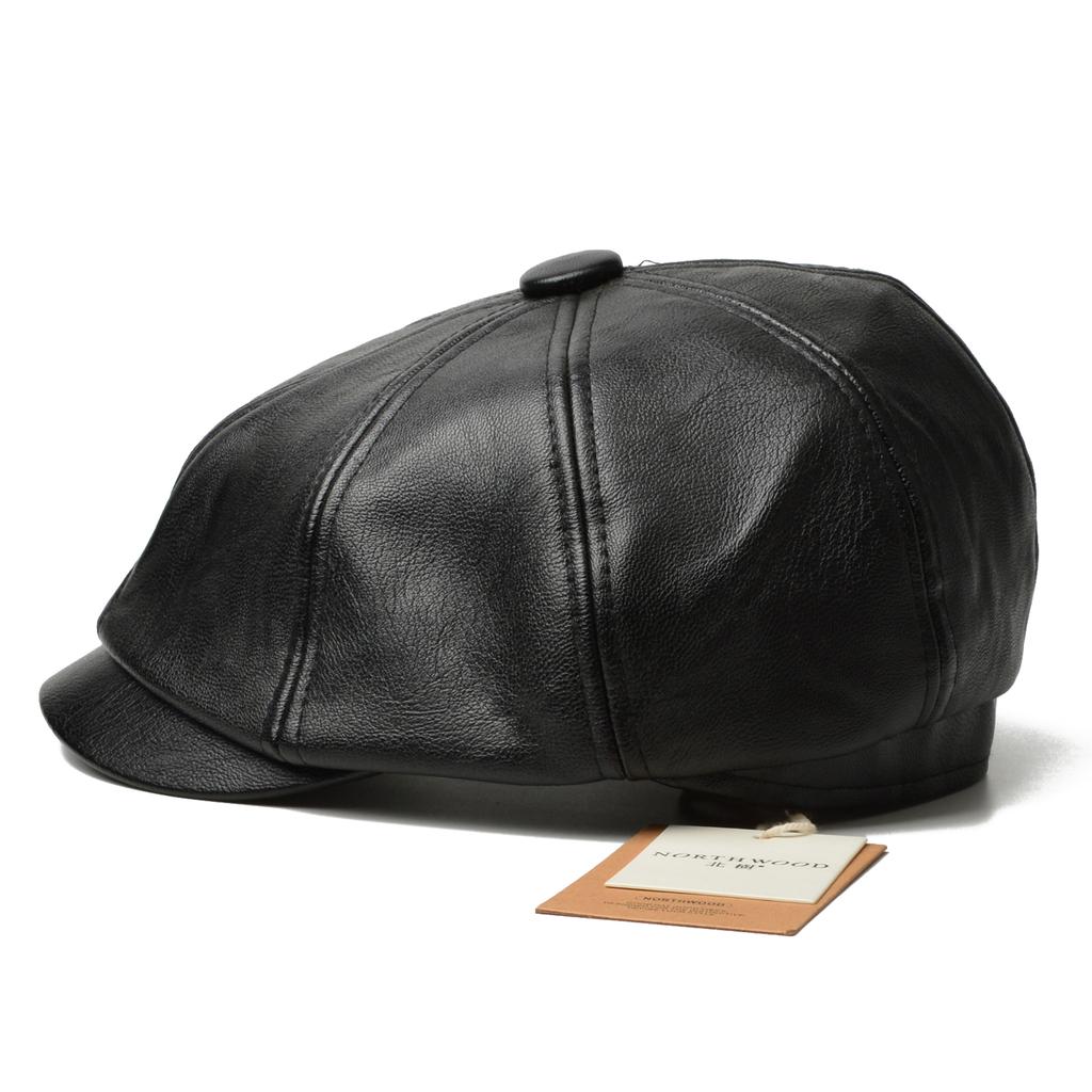 NORTHWOOD Luxury Synthetic PU Leather Beret Hat for Men Women 58cm Retro Eight-Point Cap for Outdoor Autumn Winter Wear