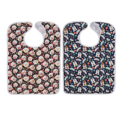 Eating Adults Bib Waterproof Reusable 3 Layers Washable Clothing Protector for Elderly