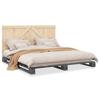 Solid Wood Bed with Headboard Grey 200 x 200 cm Pine