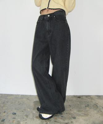 RONRON Wide Denim Pants Black