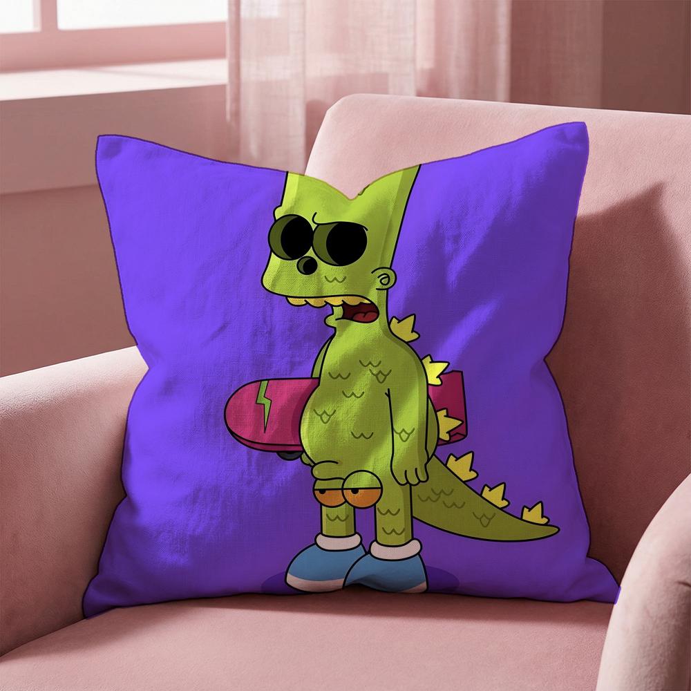 T-The Simpsons CARTOON Cushion Cover Multi-Scene Pillow Cover for Home & Car - Reversible, Soft & Durable for Daily Use