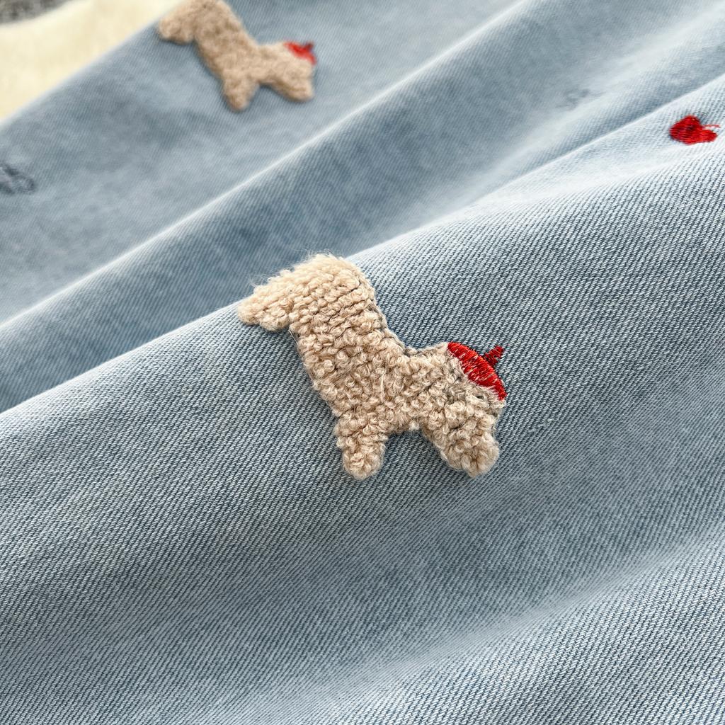 Léto Podzim Dámská Ležérní Výšivka Pes Vysoký Pas Dlouhá Midi Tužková Džínová Sukně