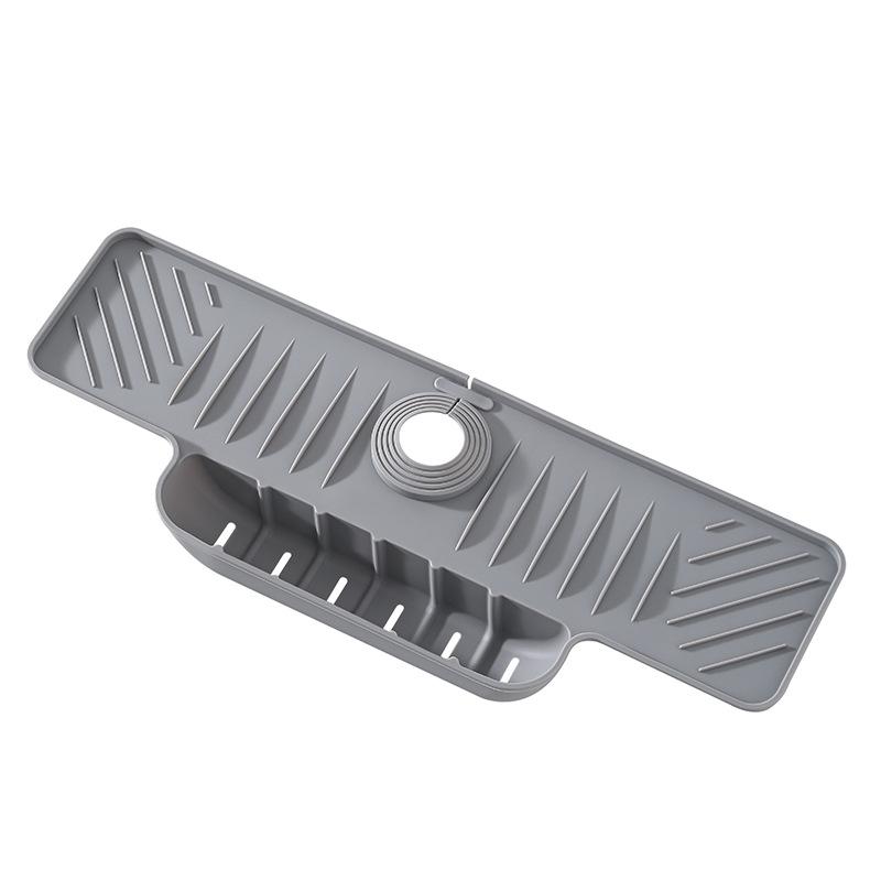

Household kitchen sink drain pocket drain pad wash basin long pad non slip deposit slope flow guide silicone pad сірий
