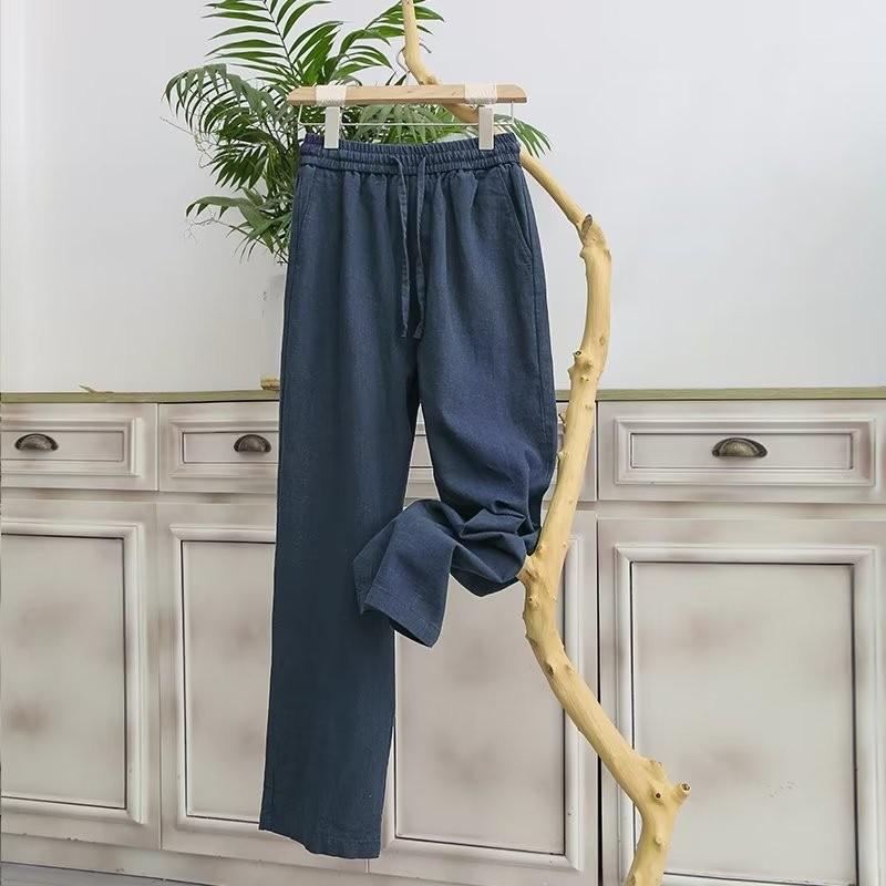 Men's Summer Lightweight Casual Pants Loose Straight-Leg Wide-Leg Pants with Oversized Fit and Drape