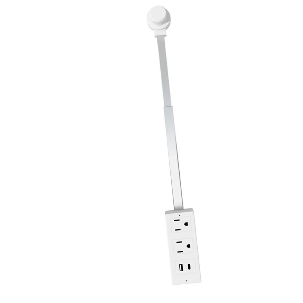 Prodlužovací zásuvka Rozbočovač s USB-A Type-C 2 AC zásuvky Otočný o 180 stupňů 22 až 34 palců