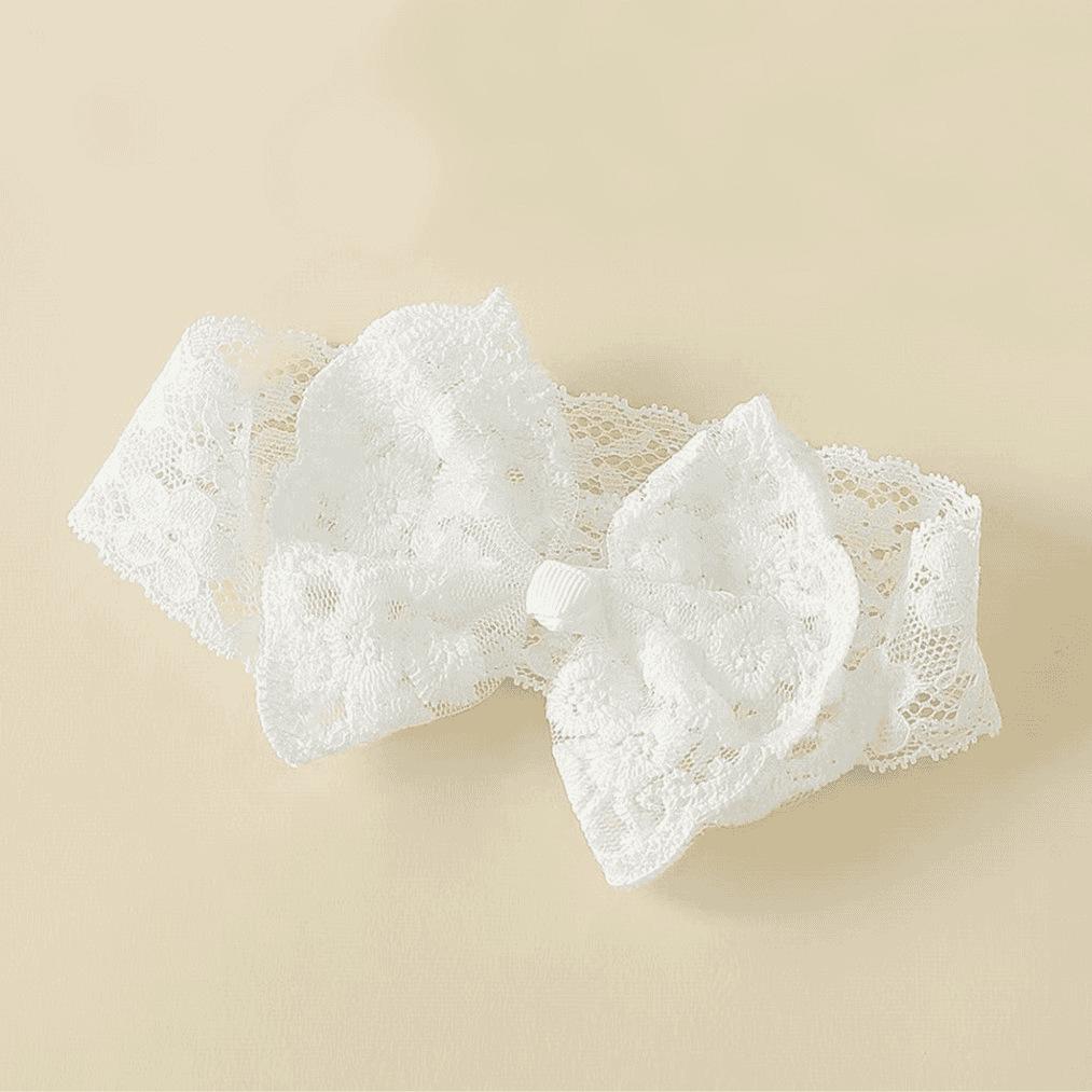 Spitzen-Schleifen-Baby-Stirnband & Rutschfeste Socken Set für Prinzessinnen