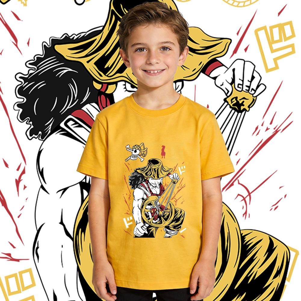 One Piece Usopp Anime Print Boys Girls Cotton T Shirt Casual Short Sleeve Kids Summer Top Soft Breathable Daily Wear