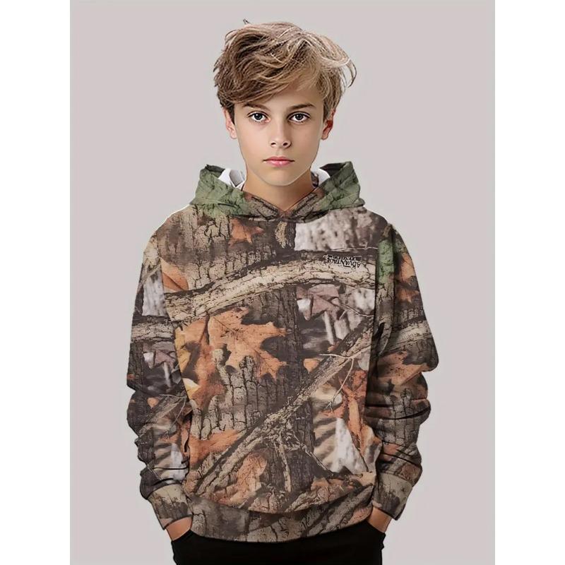 Camouflage Hunting Hoodies Forest Print Boy Clothes Outdoor Sports Long Sleeve Trip Tactical Training Esweatshirt Kids Clothing