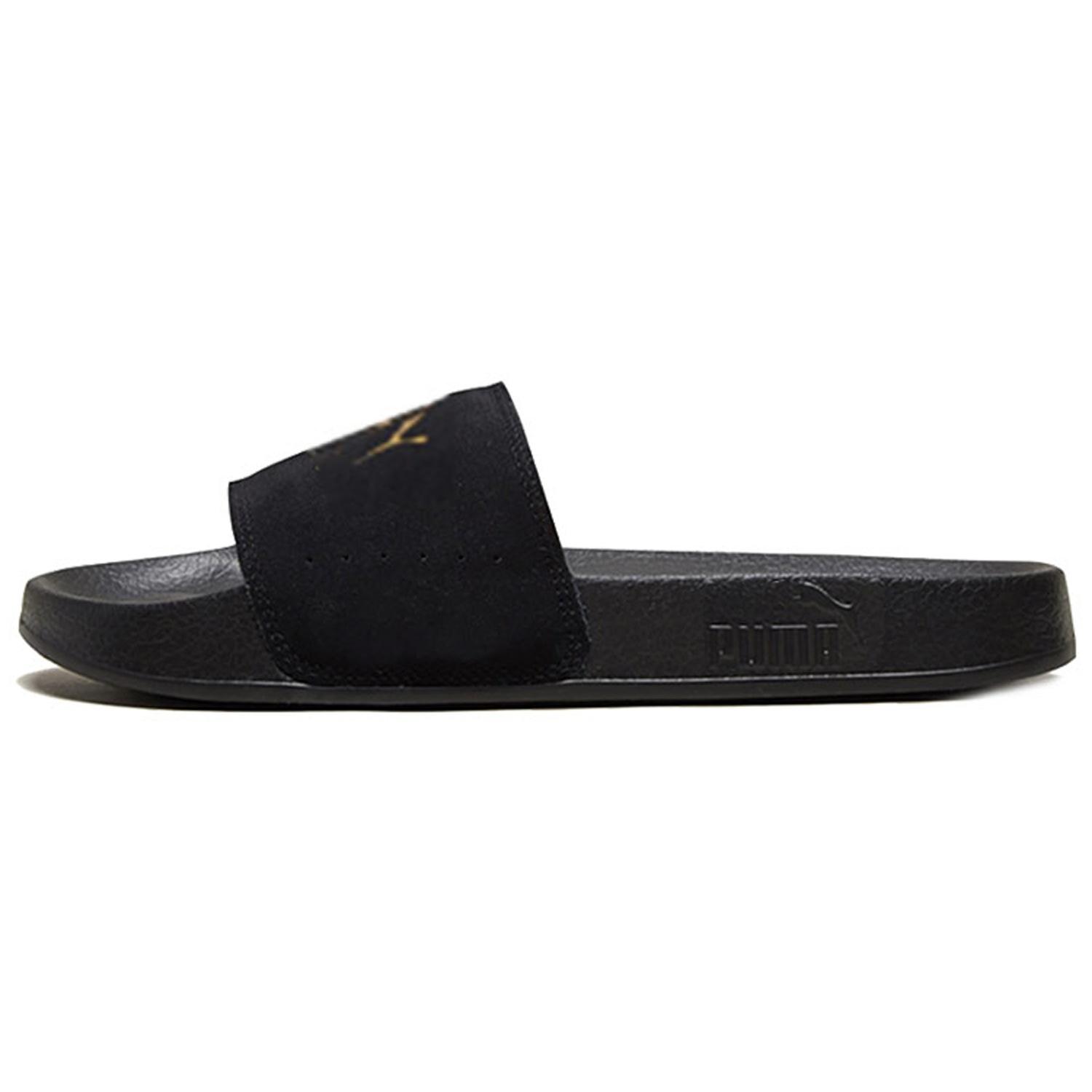 PUMA Leadcat Suede Slide Black Team Gold Men s 365758-01 EU 35.5