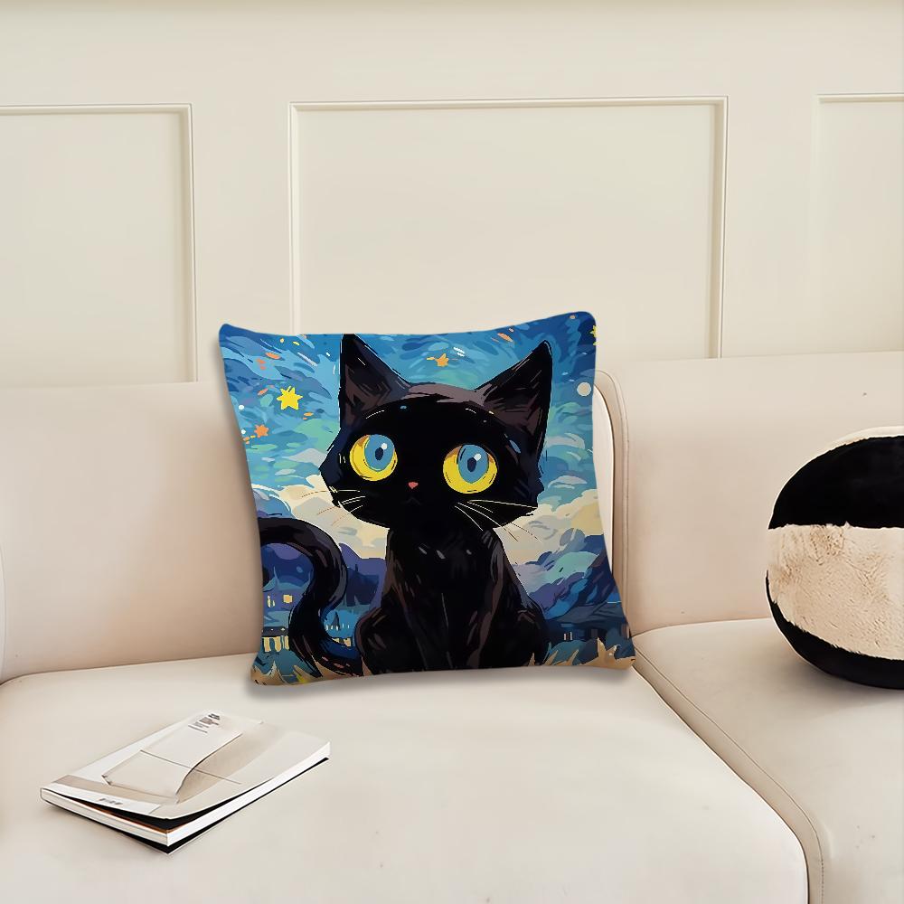 Cartoon Abstrakter Sternenhimmel und Schwarze Kissenhülle Kissenbezug Dekoration Zimmer Haus Sofa Wohnzimmer Büro Auto Nordische Schlichtheit