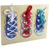SUNGOOYUE Kid Shoes Training Toy, Wooden Learn to Tie Shoes Practice Board for Kids Preschool, Ages 3-7