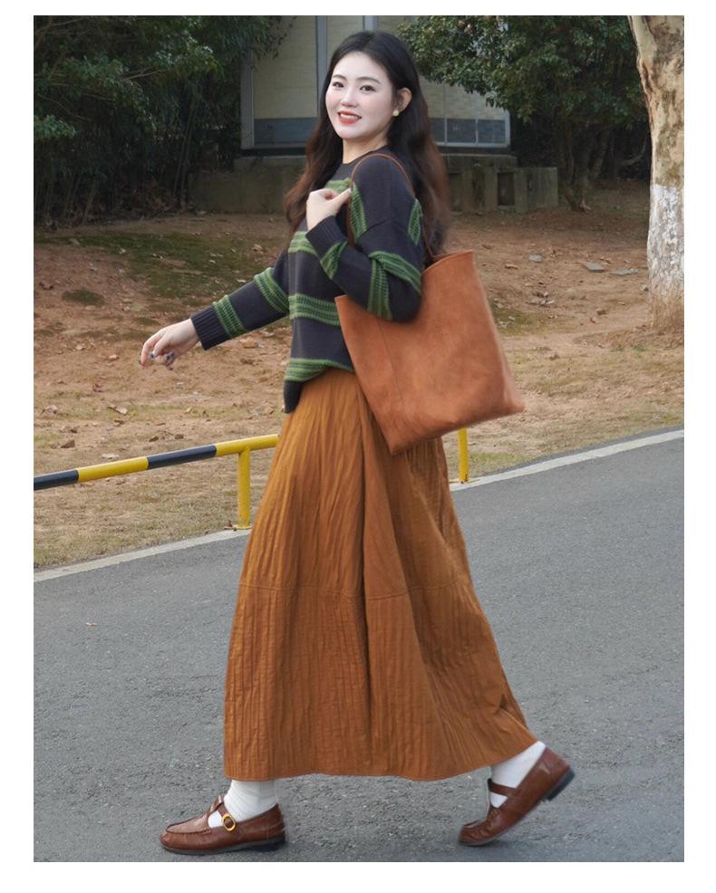 Elegant High-Waisted A-Line Pumpkin Skirt for Women, 2026 Spring/Autumn Collection, Mid-Length Fluffy Umbrella Design