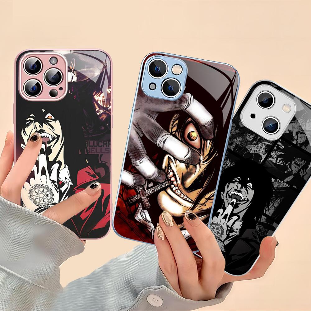 Alucard Hellsing Anime Phone Case Tempered Glass For iphone 14 13 12 11 Pro Mini XS MAX 14Plus X XS XR Cover
