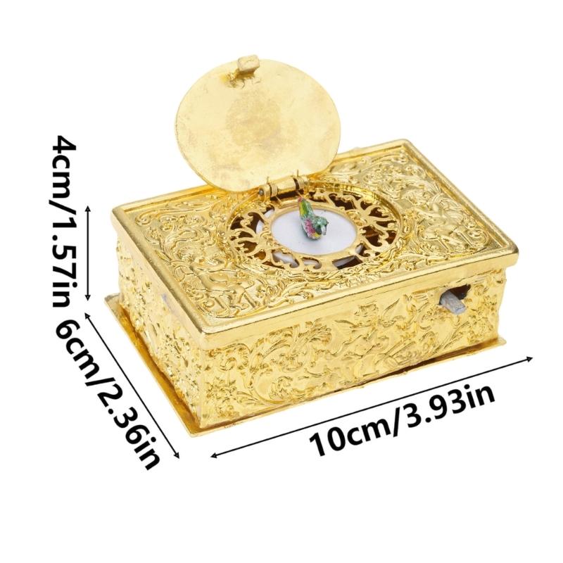 Antiek Legering Zingvogel Ornament Met Engel Embossed Patroon Mechanisch Muziekdoosje Voor Bureau Planken Display Cadeau
